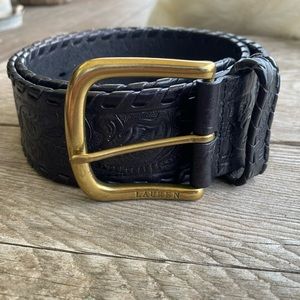 Black Lauren Ralph Lauren Tooled Leather Belt